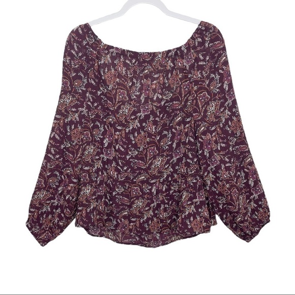 Loft Square Neck Peplum Blouse Top Floral Paisley Print Purple NWT - Picture 3 of 13